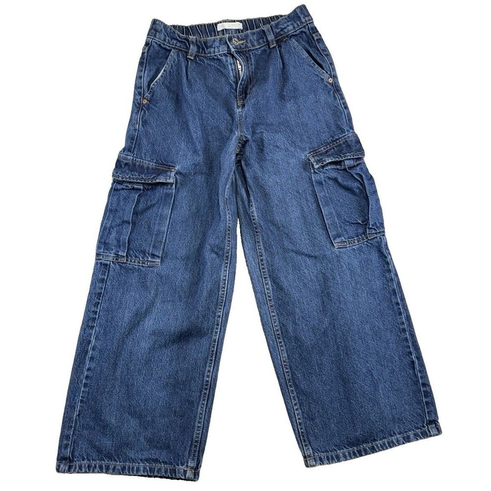 Zara Girls Cargo Wide Leg Utility Denim Jeans Size  13-14 Gorpcore Y2K Grunge